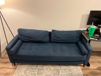 Navy Blue Square Arm Tufted Couch