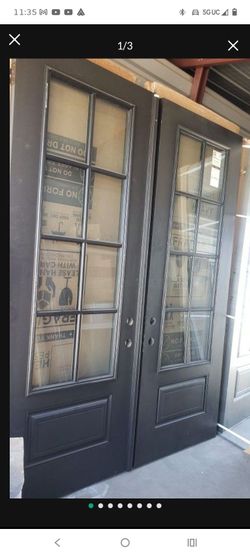 72x96 exterior door fiberglass prehung Left hand, some scratches