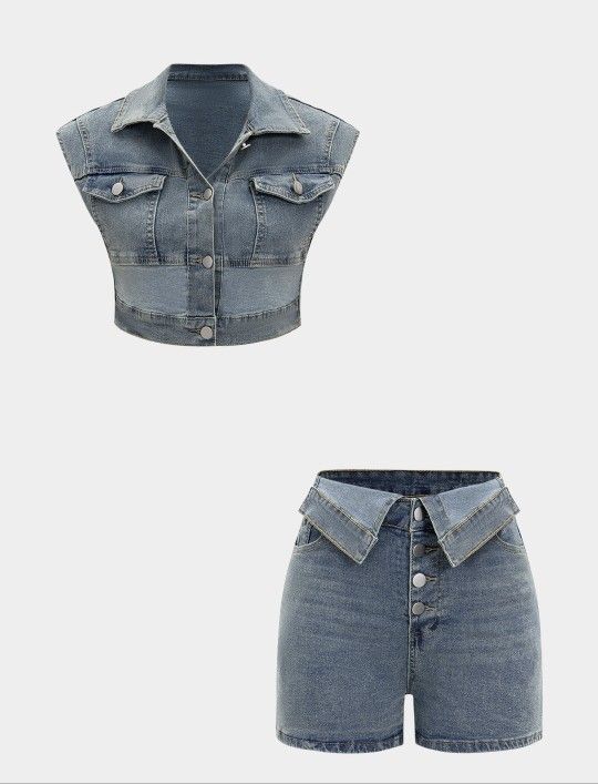Denim Short Set