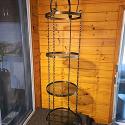 Vintage Wrought Iron Shelf with Thick Glass