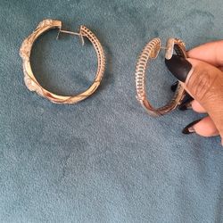 SAZINGG 925 Hoop Earrings Sapphire Pave