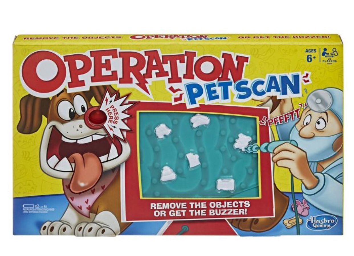 Operation Pet Scan Board Game with Silly Sounds, Remove The Objects or Get The Buzzer
