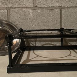Sturdy Metal Stand & 2 Stainless Steel Bowls