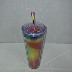 Starbucks 2022 Iridescent Cup Rainbow Dome Kaleidoscope Tumbler 24oz With Straw