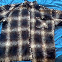 Lowrider Button Up OG Flannel Plaid Brown And Light Brown Tan Lowrider Shirt Short Sleeve 