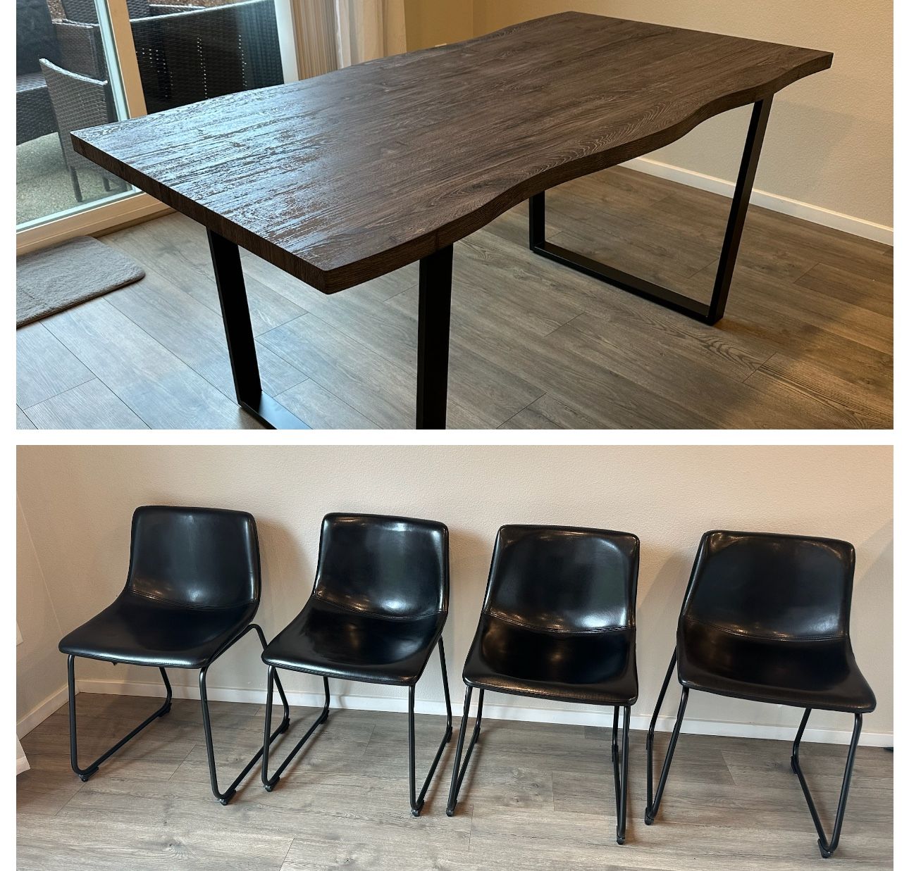63” Large Table With 4 Chairs 