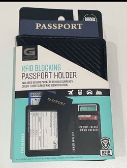 G FORCE RFID Blocking Passport Holder Carbon Fiber Design Black - New
