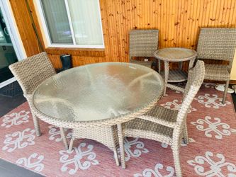 7 piece resin wicker patio dining set