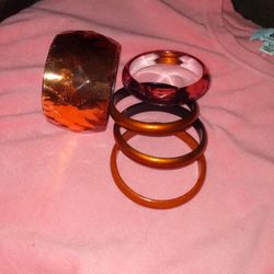 5 ORANGE  RESIN BANGLE BRACELETS
