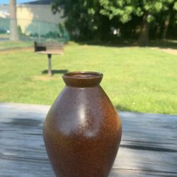 Vintage Handmade Ceramic Vase – Earthy Brown Glaze