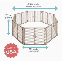 Toddleroo by North States Superyard Indoor And Outdoor 8 Panel Freestanding Gate/Plaype In Sand