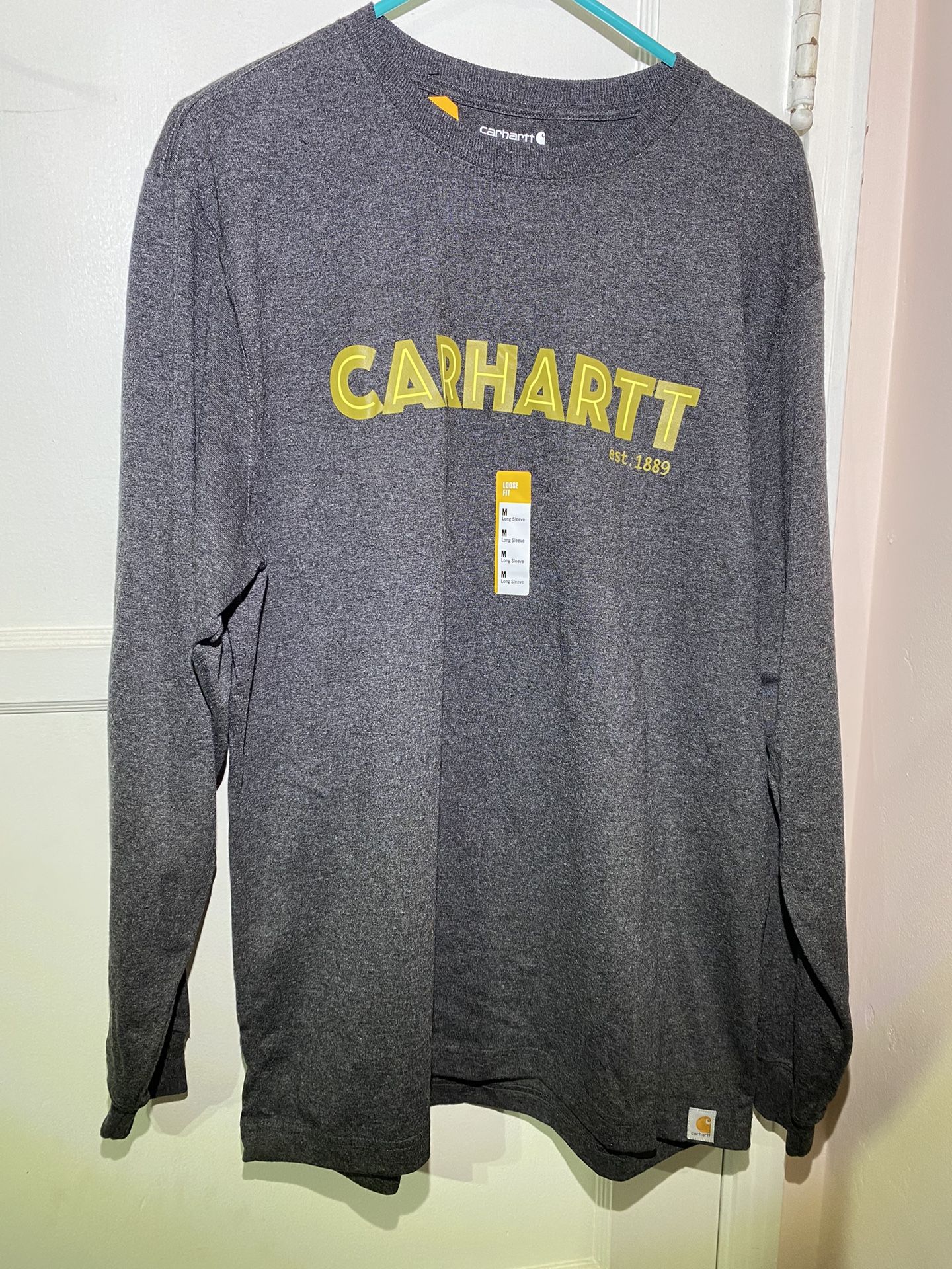 New- Carhartt Loose Fit Heavyweight Long Sleeve Gray Shirt- Size M