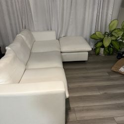 White 3 Seater Couch With Ottoman 