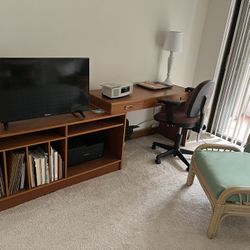 Small Entertainment Center And Desk.