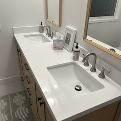 Bathroom Vanity Quartz Countertop, 67” x 22” Double Sink