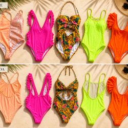     ✨ Bundle of 7 Trendy One Each-Piece Swimsuits – Size M – 👙🩱