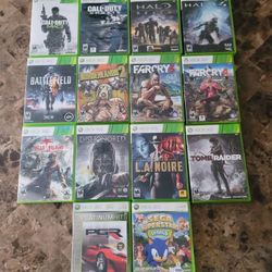 Xbox 360 - 14 game lot - Borderlands Battlefield Farcry Halo Tomb Raider LA Noire PGR Call of Duty
