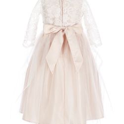 Sleeve Floral Lace Dress For Girl 