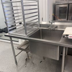 Commercial Stainless Steel Prep Table w/ Sink – Heavy Duty