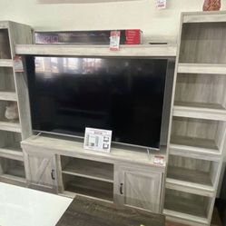 New Ashley Brand 4pc Tv Stand Entertainment Center With Shelves 