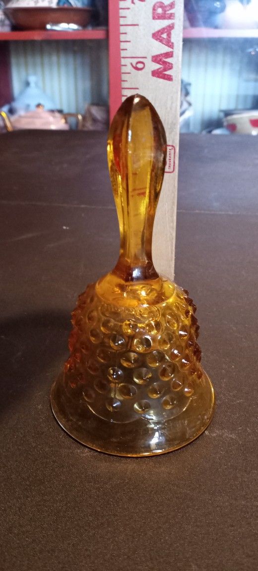 Fenton Art Glass Colonial Amber Hobnail Glass Bell