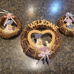 WELCOME WREATHS set of 3 country/pilgrims 6", 4" 4"