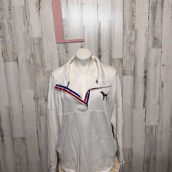 VICTORIA'S SECRET AMERICA PATRIOTIC STAR FLAG BLING QUARTER SNAP SWEATSHIRT