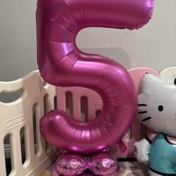 Number ‘5’ Pink Balloon With Base