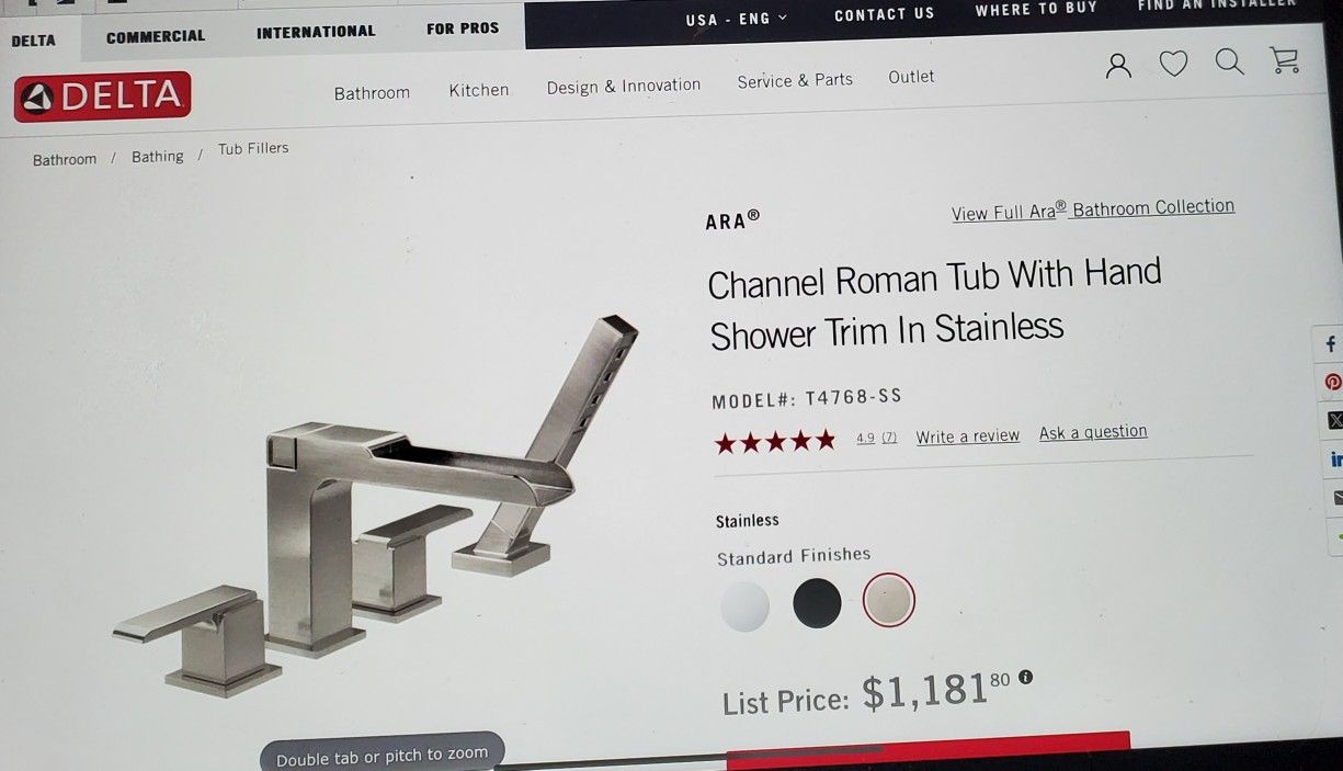 Delta Channel Roman Tub Filler With Hand Shower
