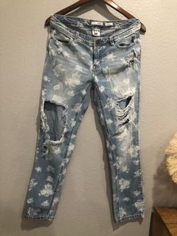 Floral Print Denim Jeans 