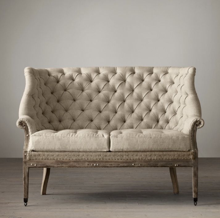 Restoration Hardware Rh DECONSTRUCTED 19TH C. ENGLISH WING SETTEE