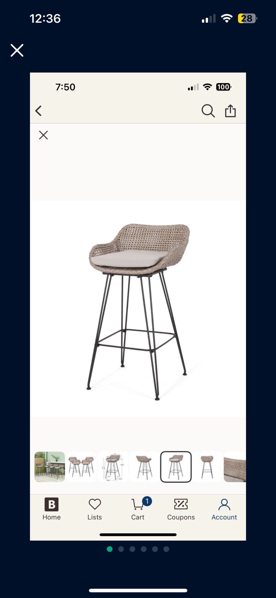 Kevin Outdoor Wicker and Iron Barstool (Set of 4) by Christopher Knight Home
