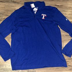 NWT Texas Rangers MLB Under Armour Long Sleeve 1/4 Zip Pullover Tee Men’s Size XL