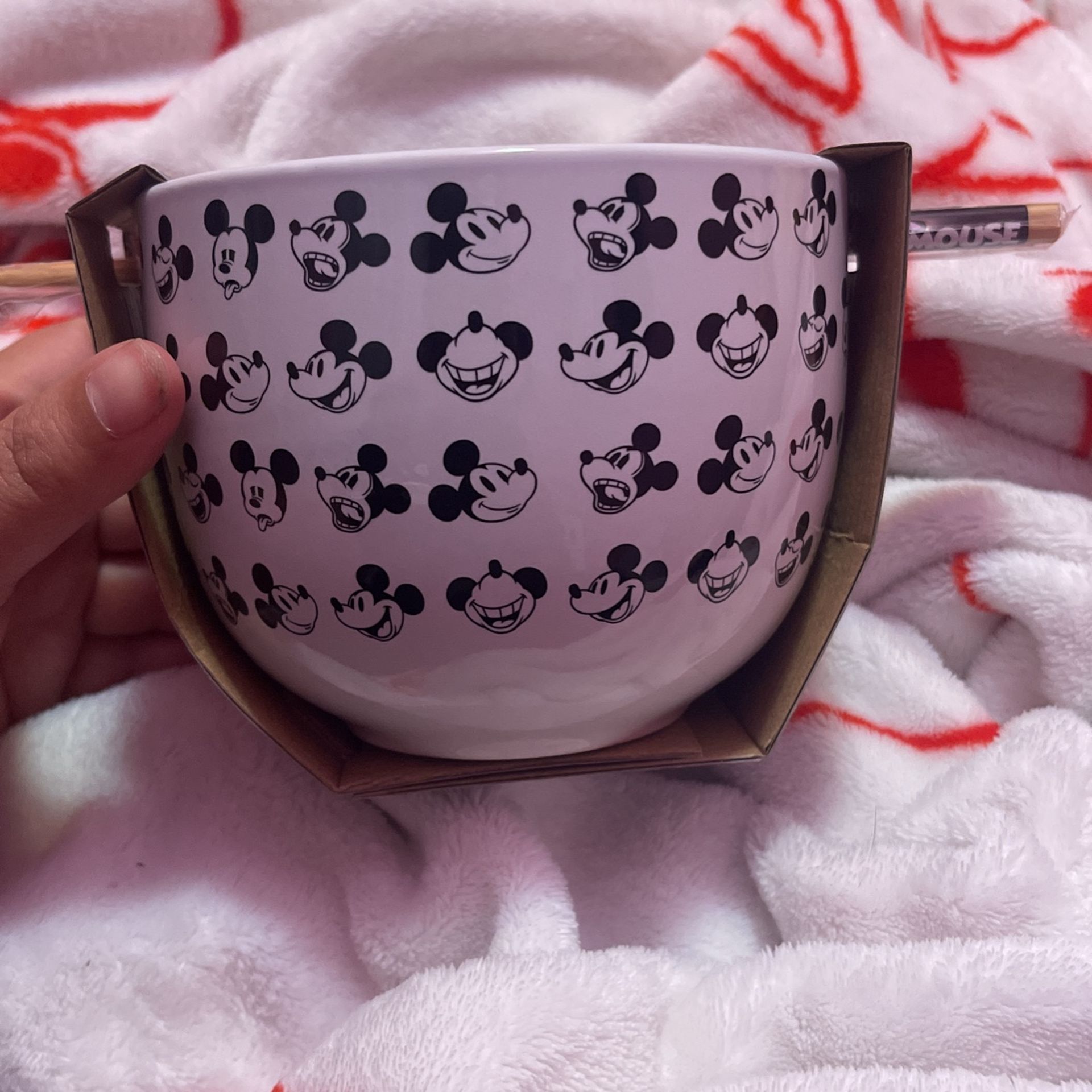 Mickey Mouse Bowl With Chopsticks 