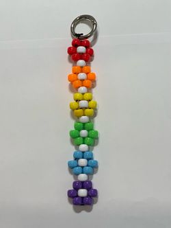 Rainbow Kandi Flower Keychain