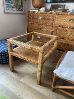 Rattan mid century side End Table