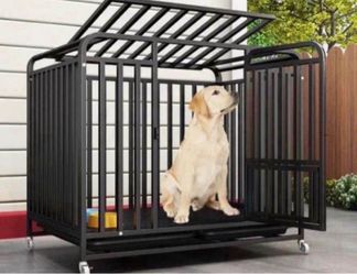 43 Inch  Dog Crate Kennel with Wheels