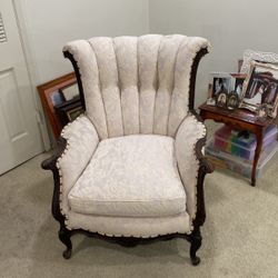 French Hand Carved Tall Large Living Bed Room Side Accent Accent Chair
