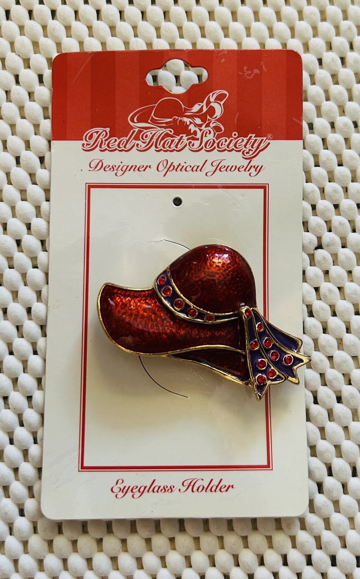 Vintage Red Hat Society Red Bonnet Hat With Crystals NOS