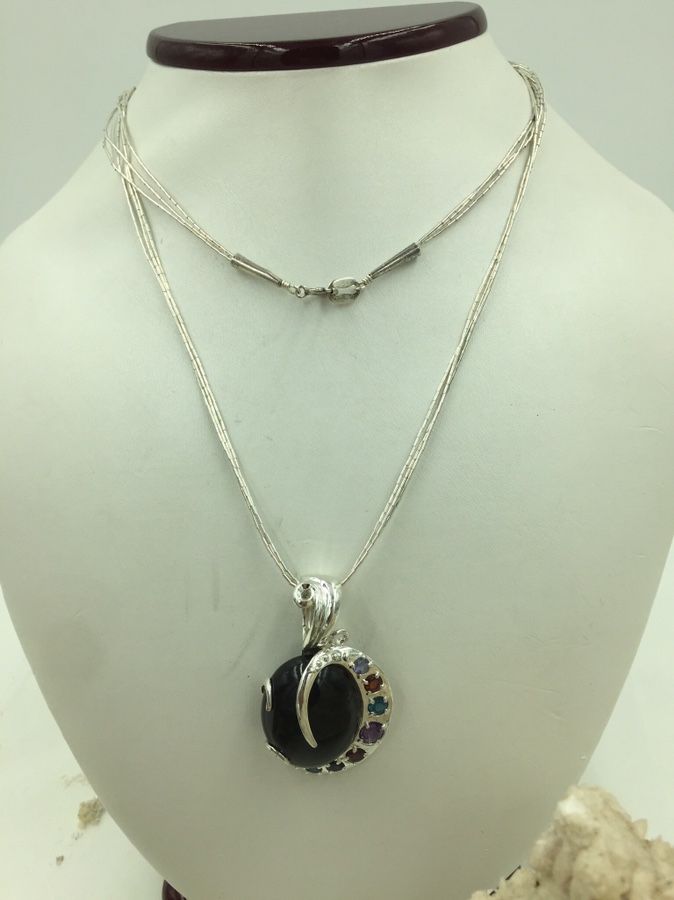 Designer Liquid STER L Onyx Multi Stone Necklace 30”