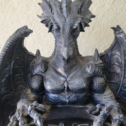 53" x 19  Humongous  Dragon Sculpture Clock Halloween And Dragoon Decor 