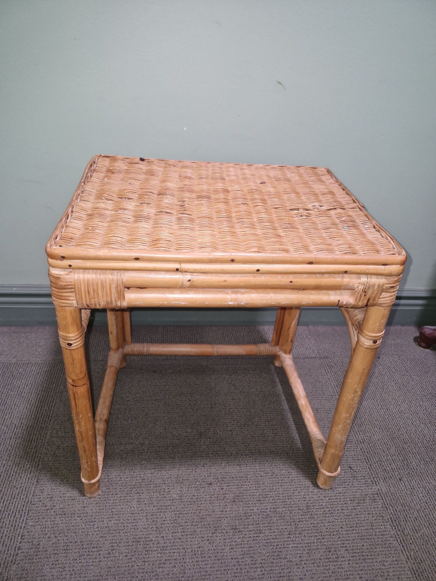 Antique English Colonial Burnt Bamboo Stackable Table / and table