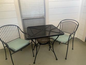 Wrought Iron Patio Table and 2 Chairs Set