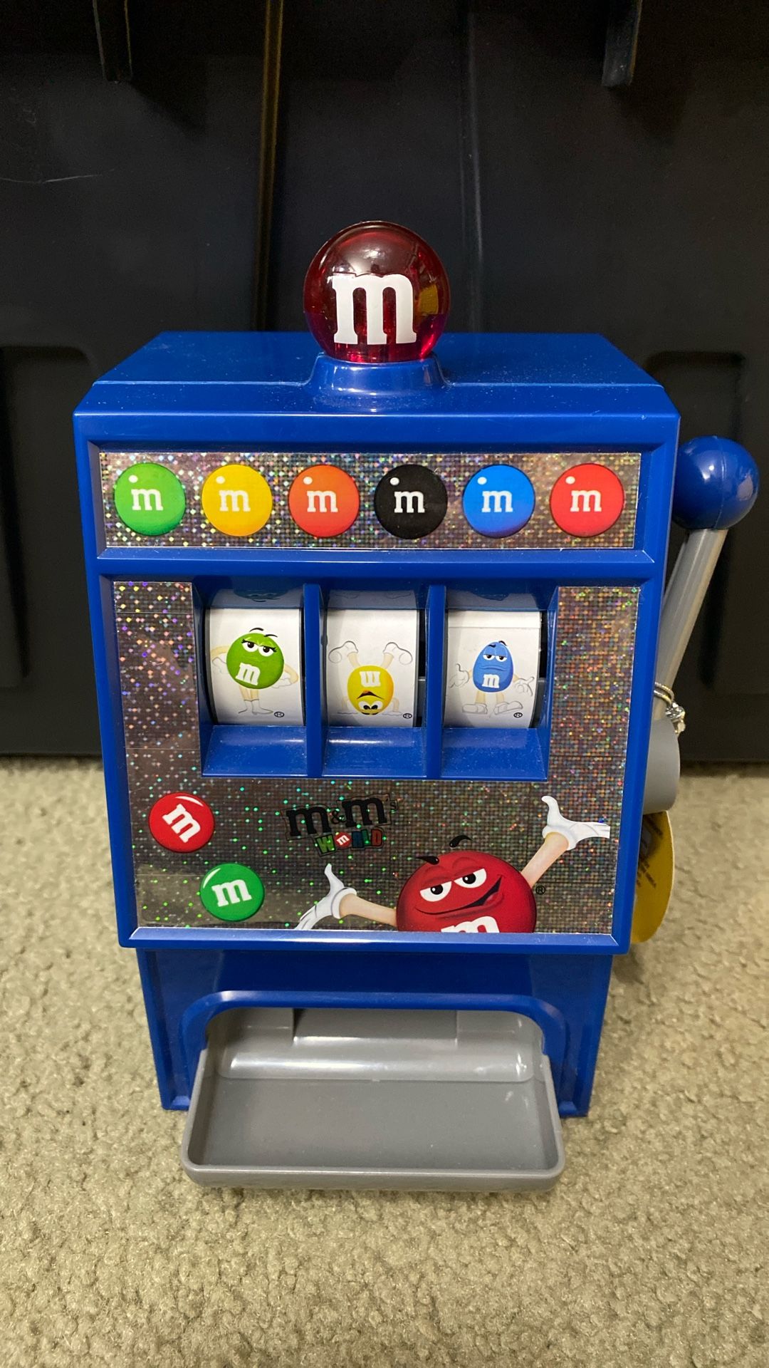 M&M's World Slot Machine Candy Dispenser Blue Las Vegas Tested Working Great