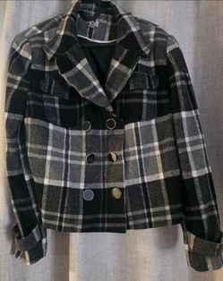 Plaid Double-Breasted Cropped Jacket