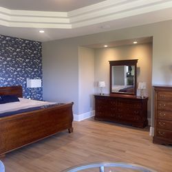 Beautiful High End California King Solid Cherry Wood Bedroom Set