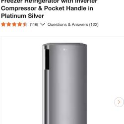 LG 20.63 in. W. 6 cu. ft. Single Door Top Freezer Refrigerator with Inverter Compressor & Pocket Handle in Platinum Silver