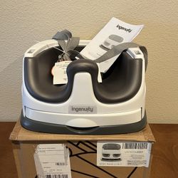 New Ingenuity Baby Base 2-in-1 Booster Feeding & Floor Seat with Self Storing Tray-Slate