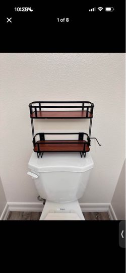 Two tier over toilet storage shelf