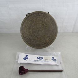Tibetan Buddhism Solid Brass Vintage Prayer Gong 10 1/2" Diameter


